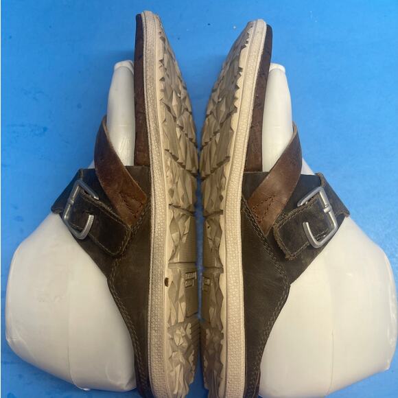 Merrell Around Town Thong Leather Sandals Women Size 8 Brown Flats Buckle Slide - Picture 7 of 10